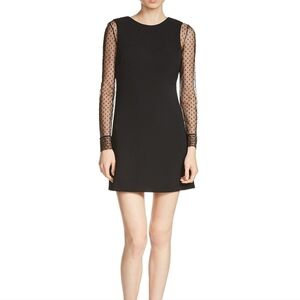 Maje Black Dress with Sheer Sleeves